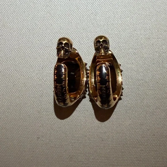 Alexander McQueen Gold Skull Hoop Earrings